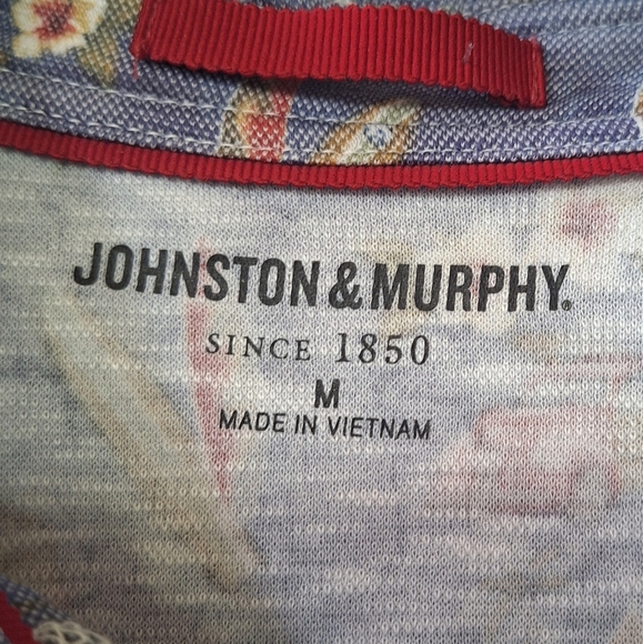 Johnston Murphy Vintage Slub Polo Surf Board Collared Short Sleeve Mens Size M - Picture 2 of 6